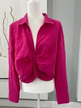 H&M Fuchsia Ruched Blouse